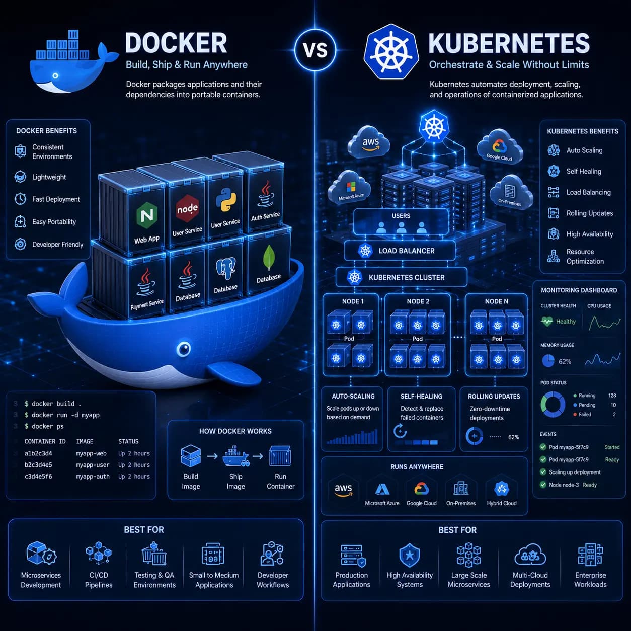 Docker vs Kubernetes: What's the Difference?